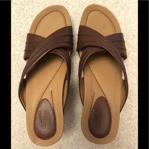Dansko Leather wedge sandals, size 39, brown